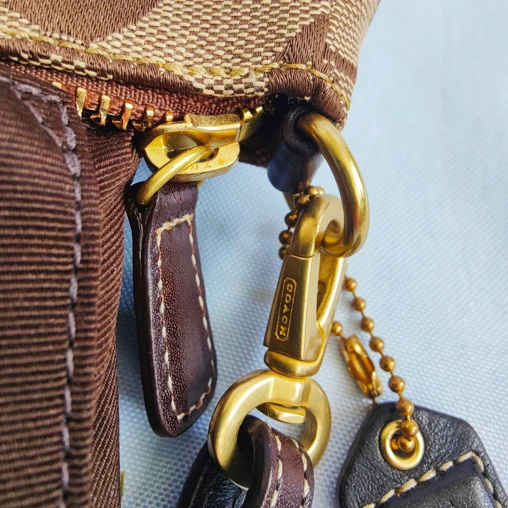 COACH Demi Signature CC Jacquard Baguette Mini Shoulder Bag 06094 Brown Leather